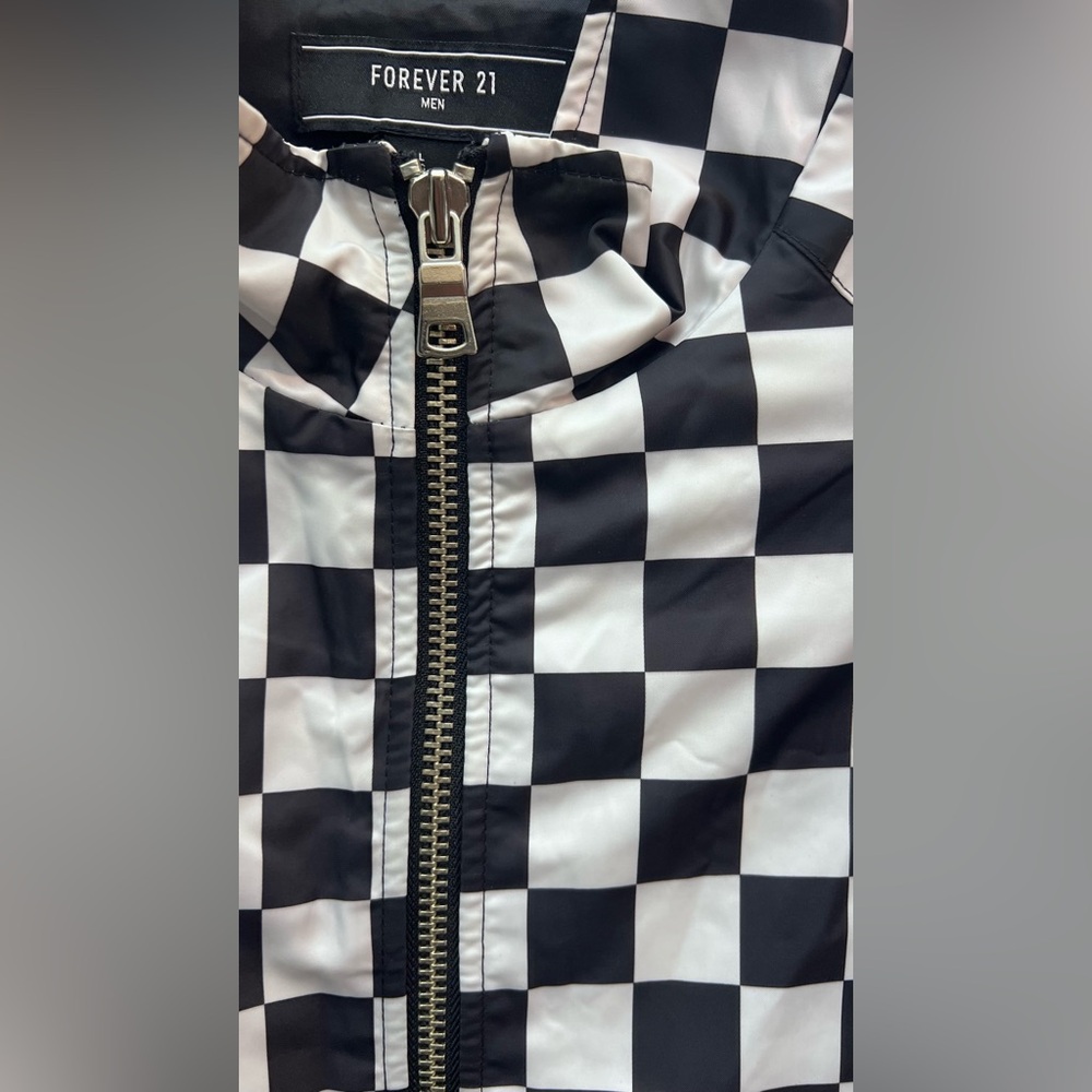 Forever 21 Black and White Checkered Windbreaker - Picture 3 of 10